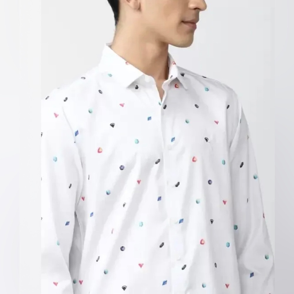 Simon Carter London Slim Fit Printed Spread Collar Shirt sz 40 US M